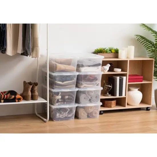 IRIS&reg; 17qt. Clear Snap Top Storage Boxes, 8ct. {3}