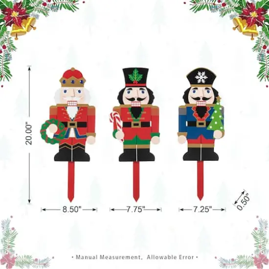 Glitzhome&reg; Wooden Nutcracker Yard Stake Set {7}