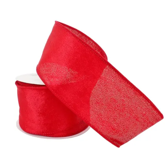2.5" x 25ft. Red Velvet Wired Ribbon by Celebrate It&trade; {3}