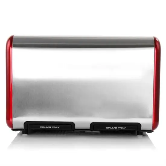 MegaChef Red 4 Slice Toaster in Stainless Steel {3}