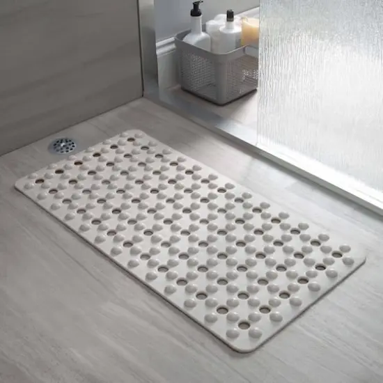 Beige Non-Slip Bubble Texture Bath Mat {3}