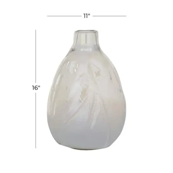 16" White Contemporary Glass Vase {6}