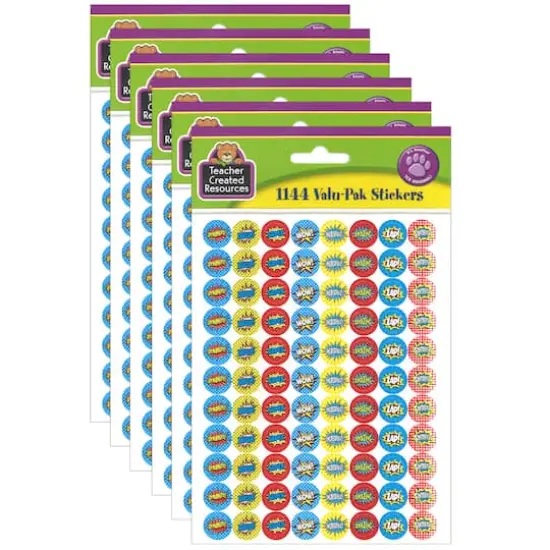 Teacher Created Resources Superhero Mini Stickers Valu-Pak, 6 Packs of 1,144ct. {1}