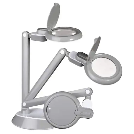 OttLite 14" Gray Space-Saving LED Magnifier Desk Lamp {4}