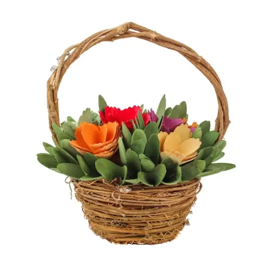 10" Multicolor Spring Floral Basket {1}