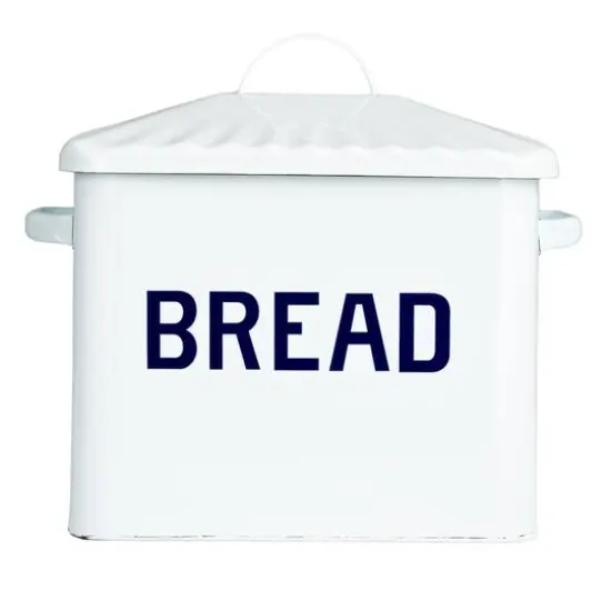 Hello Honey&reg; 13.5" White Chic Farmhouse Enameled Bread Box {8}