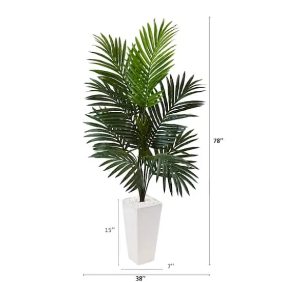 4.5ft. Kentia Palm Artificial Tree in White Tower Planter {3}