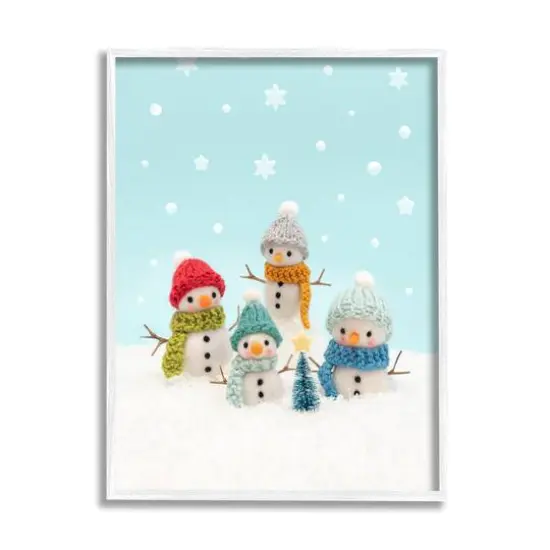 Stupell Industries Winter Snowmen Christmas Tree Framed Giclee Art White {1}