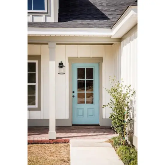 Hello Honey&reg; Robert Stevenson Lighting Hudson 14.5" Distressed Zinc Metal & Seedy Glass Outdoor Light {5}