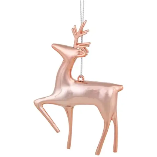 4.75" Shiny Rose Gold Reindeer Ornament {7}