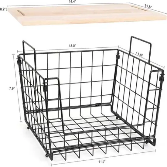 NEX&trade; Kitchen Countertop Storage Basket with Wood Lid, 2ct. {3}