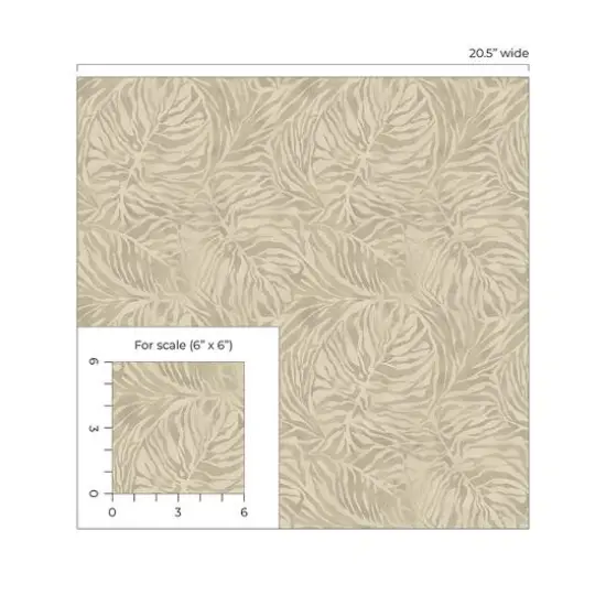 Tommy Bahama Zebra Leaf Peel & Stick Wallpaper Linen {8}