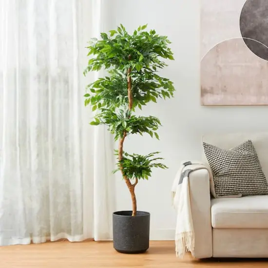 Glitzhome&reg; 5ft. Creative Shaped Faux Ficus Tree in Pot {3}