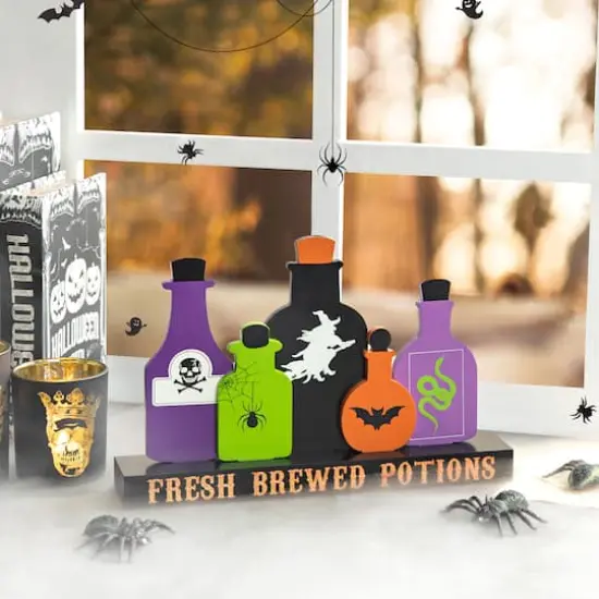 Glitzhome&reg; 14" Halloween Poison Bottles Table D&eacute;cor {3}