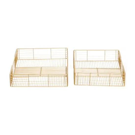 CosmoLiving by Cosmopolitan Gold Metal Contemporary Tray Set {3}