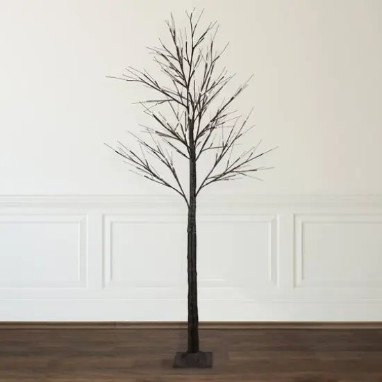 6ft. Pre-Lit Brown Twig Christmas Tree, Warm White LED Lights {3}