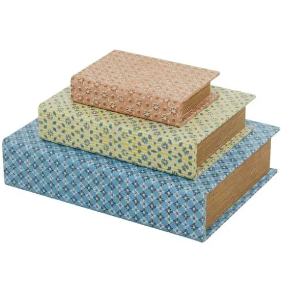 Floral Canvas Faux Book Box Set {4}