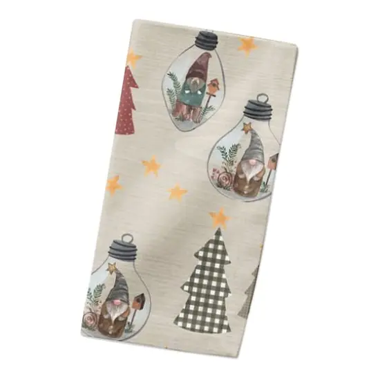 Cream Tree & Globe Pattern Cotton Twill Napkin {3}