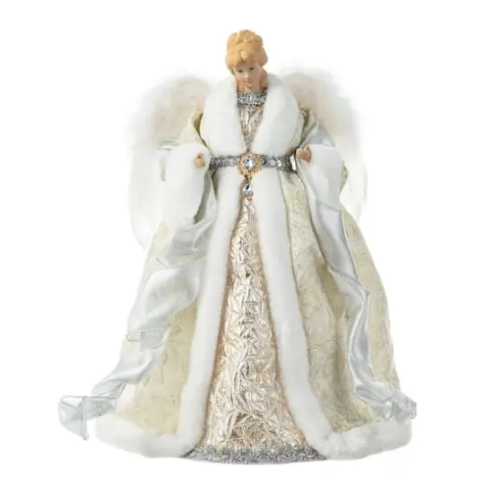 Glitzhome&reg; 16.5" Faux Fur Elegant Christmas Angel Tree Topper {7}