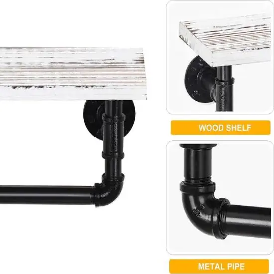 Wall-Mount Whitewashed Wood & Iron Toilet Paper Holder {4}