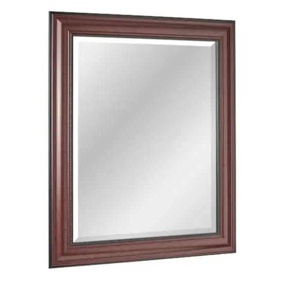 Head West Deep Cherry 28" x 34" Framed Beveled Accent Vanity Mirror {9}