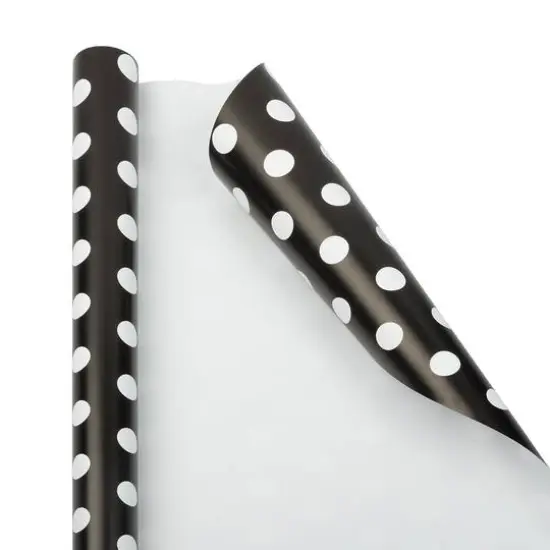 JAM Paper Polka Dot Gift Wrap Set, 2ct. Black with White Dots {5}