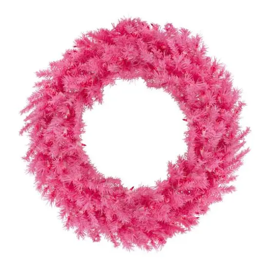 3ft. Pre-Lit Pink Spruce Christmas Wreath, Pink Lights {1}