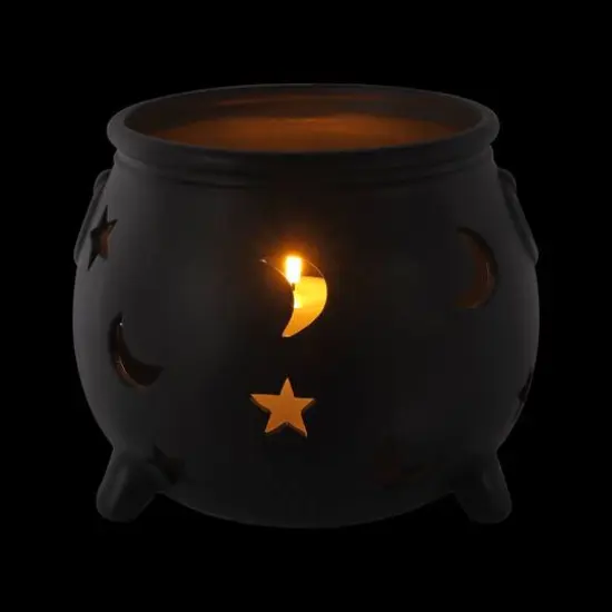 10.75" Black Moon & Stars Cauldron Ceramic Candle Holder by Ashland&reg; {8}
