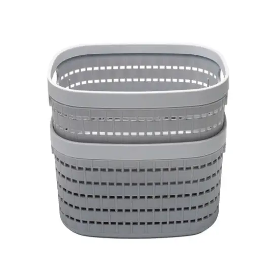 Simplify Medium Gray Basket Storage Tote, 2ct. {3}