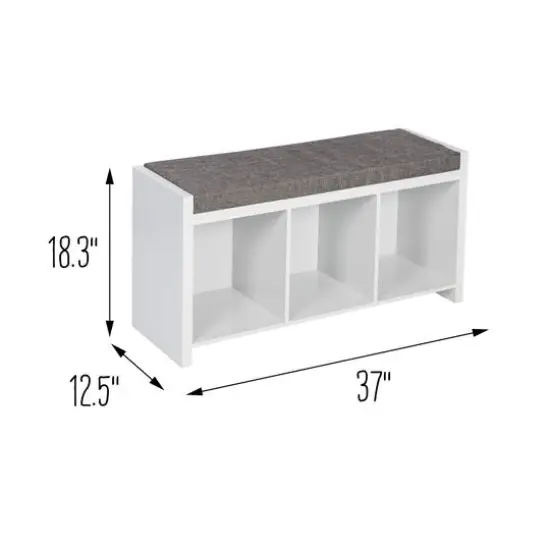 Honey Can Do White Cube Organizer Bench with Shoe Storage and Seat Cushion {9}