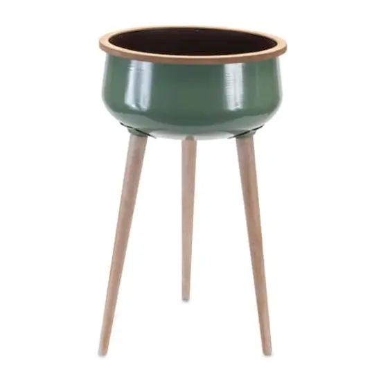 24" Metal Planter with Wood Legs {1}