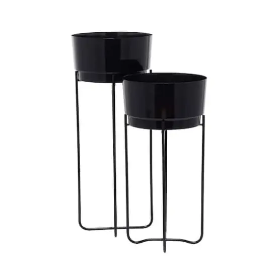CosmoLiving by Cosmopolitan Contemporary Planter Stand Set Black {4}