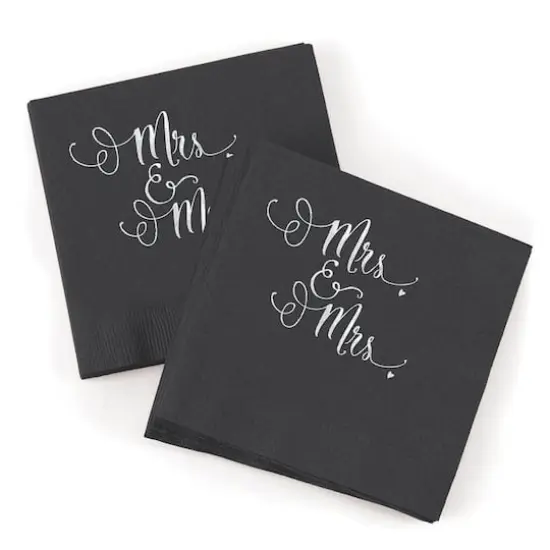 Hortense B. Hewitt Co. Mrs. & Mrs. Napkin, Black {1}