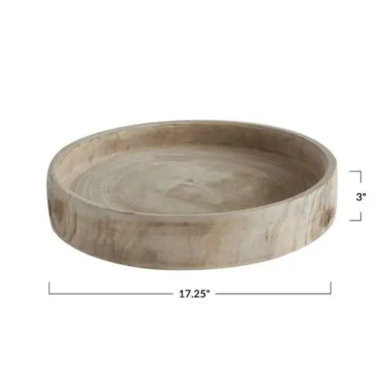 Hello Honey&reg; 17'' Distressed Brown Paulownia Wood Hand Carved Tray {6}