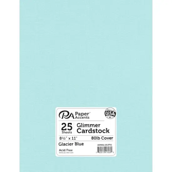 PA Paper&trade; Accents Glimmer 8.5" x 11" Cardstock, 25 Sheets Glacier Blue {1}