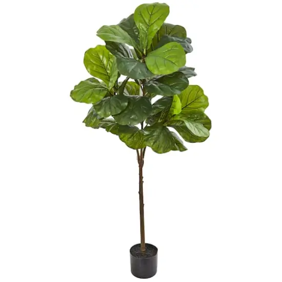 4.5ft. Fiddle Leaf Tree with White Planter {1}