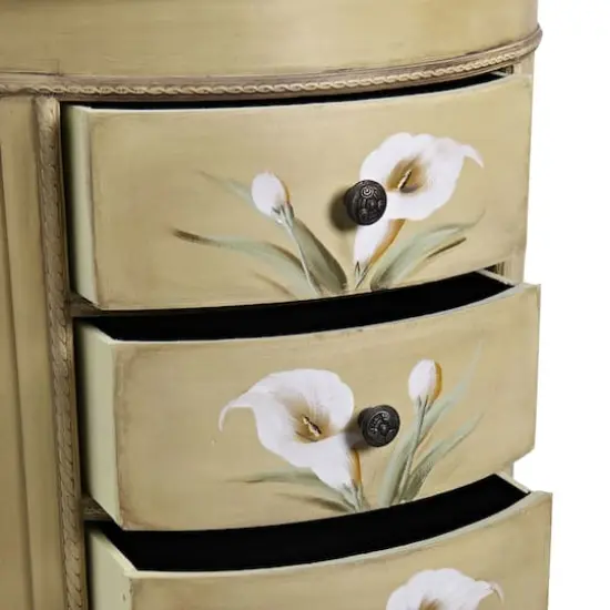 4-Drawer Antique Accessory Table with Calla Lily Floral Art {13}