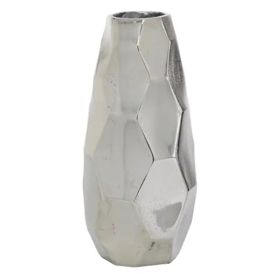 Silver Aluminum Contemporary Vase, 15" x 7" x 7" {1}