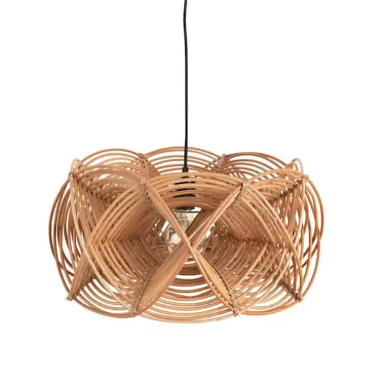Hello Honey&reg; 21" Natural Modern Woven Rattan Ceiling Light {3}