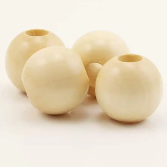 Natural Wood Round Beads by Loops & Threads&reg;, 32mm {4}