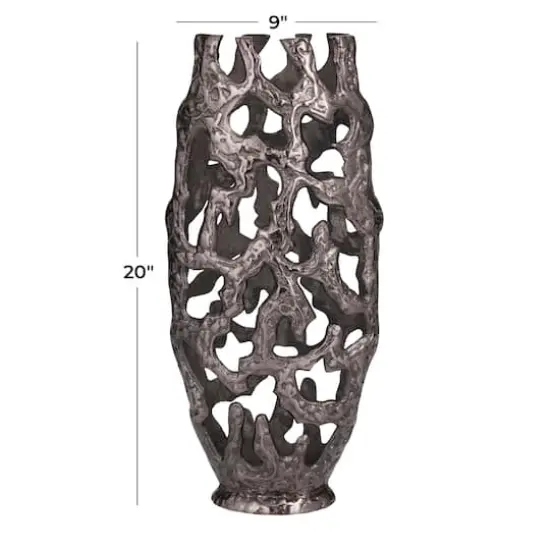 20" Contemporary Aluminum Vase Black {8}