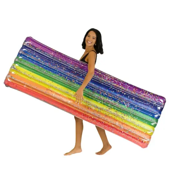 PoolCandy 6ft. Classic Rainbow Deluxe Pool Raft {1}