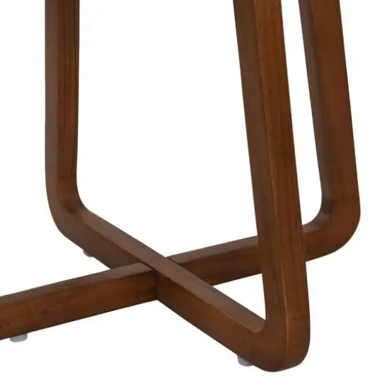 Hello Honey&reg; Modern Bohemian Marble & Wood Round End Table Walnut Finish {8}