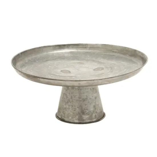 16" Gray Metal Galvanized Cake Stand {1}