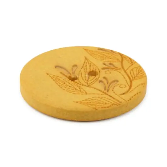 Dritz&reg; 28mm Recycled Hemp Round Floral Button, 3ct. Mustard {4}