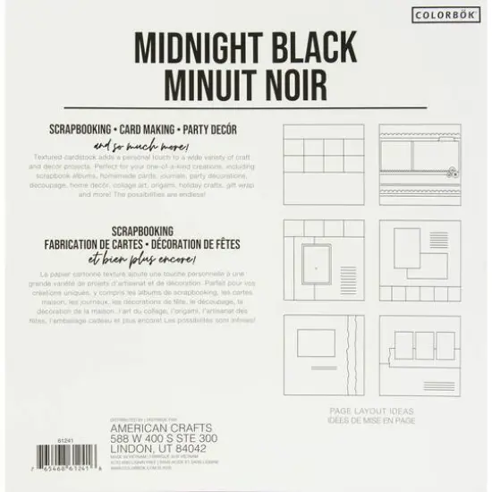 Colorbok&reg; Midnight Black Textured Cardstock Pad, 12" x 12" {4}