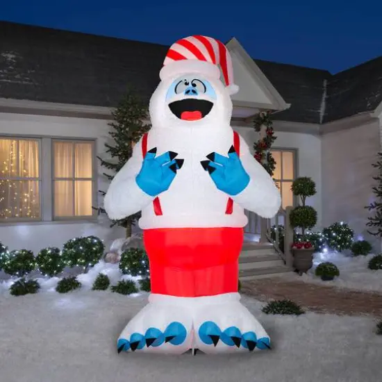 11ft. Airblown® Inflatable Giant Christmas Plush Bumble in Santa Hat & Suspenders {4}