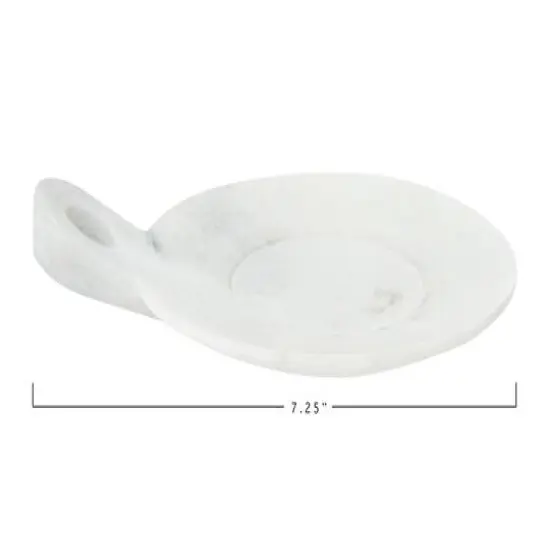 Hello Honey&reg; 7.5" White Marble Dish with Handle {4}