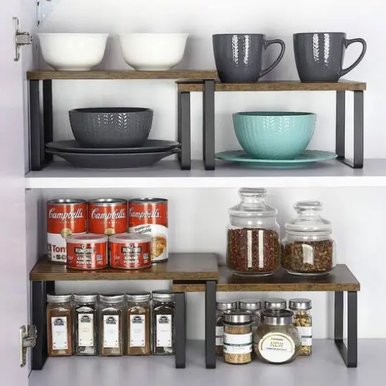 NEX&trade; 12" Rustic Brown & Black 3-Tier Kitchen Cabinet Organizer Sets, 2ct. {6}