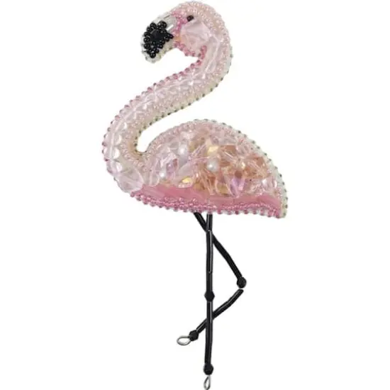 Crystal Art Beadwork Kit For Creating Brooch Flamingo {1}